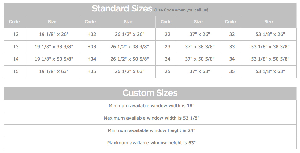 standard sizes custome sizes impact windows center miami
